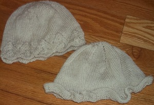 Photo of hats hand-knit from alpaca fleece