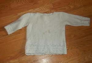 Photo of sweater hand-knit from alpaca fleece